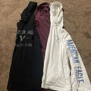 (3) American Eagle long sleeve hooded shirts